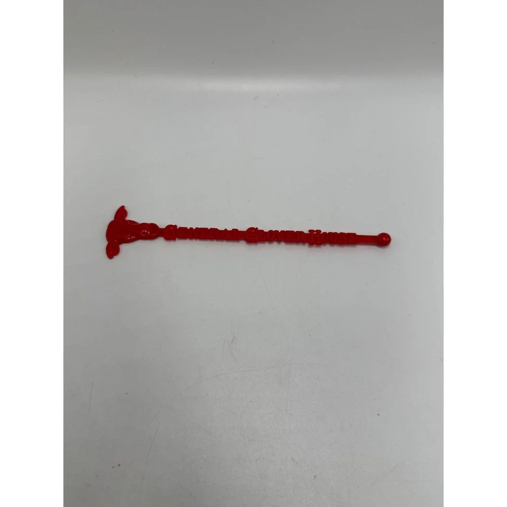 Vintage General Glover House Swizzle Stick Red Plastic Steer Head Barware 6